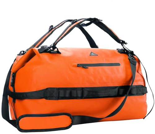 Haimont IPX7 Waterproof Roll-Top Dry Duffel Backpack Bag, Orange, 60L