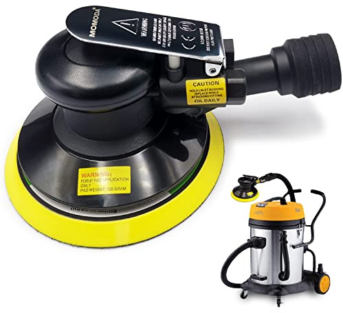 MOMODA Professional Air Random Orbital Sander, 6 inch Dual Action Pneumatic Sander Suitable for Heavy Duty and Connect to Vacuum Cleaner