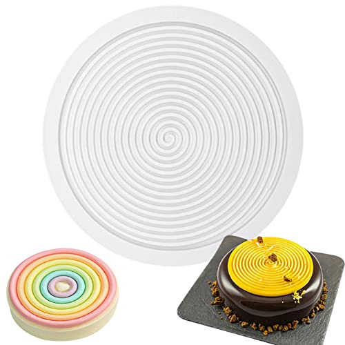 musykrafties Spiral Round Silicone Mould Tourbillon Disc Shape Baking Pan for Cheese, Lollipop, Layer, Chocolate, Soap, Candles, Glaze, Cake Tins Disc Diameter 8inch