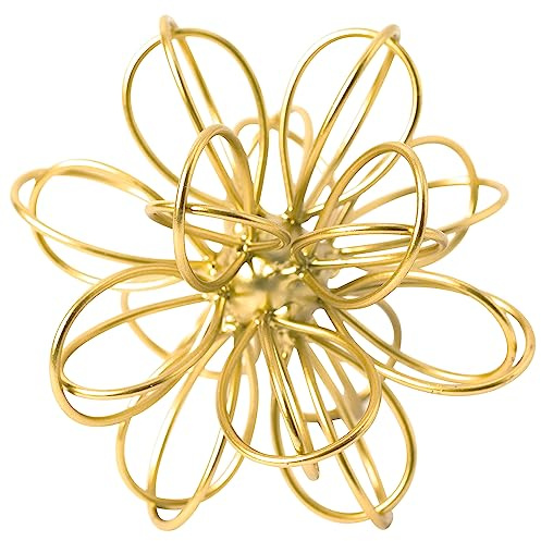 TICKCACY Esfera Decorativa Dorada, Bola geométrica Moderna para decoración de Mesa, Escultura Floral de Metal, orbe de Hierro Abstracto para el hogar, Sala de Estar, Dormitorio, Cocina, Oficina