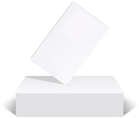 Bgieaug Premium Blank PVC Cards - CR80 30 Mil Graphic Quality White Plastic Cards for Photo ID Badge Printers - Waterproof and Double Sided Printing, NOT NFC Cards (250 Pack)