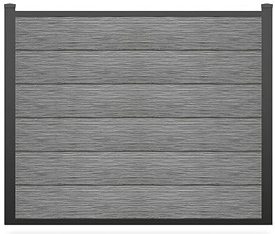 Vente-unique-Valla para clavar en el suelo Alt.156 cm - kit 6 láminas composite + 2 postes gris claro - ENOLA