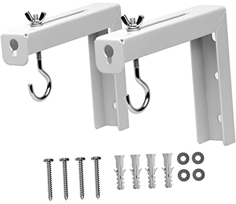 2pcs Wall Hanging Brackets for Projector Screen, Metal White | Easy to Install, Stable Support, for Photography Backdrops and Classrooms, Wall Mount Accessory