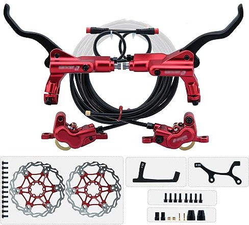 Hydraulisches E-Bike-Scheibenbremsen-Set 4 Kolben 2-poliger Abschaltsensor Hebel Aus Aluminiumlegierung Vorne Hinten 2300mm Bremse Mit 203mm Rotoren Und Montageadapter For MTB/Elektroroller ( Color :