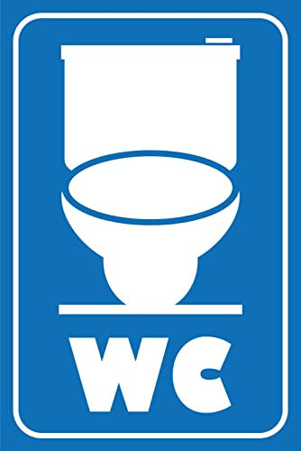AGDeko® Schild aus Holz 12x18cm WC Piktogramm Toilette zum Aufhängen oder Stellen Raum Dekoration