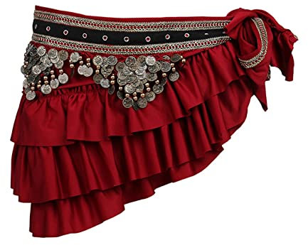 QUNINE Bauchtanz-Hüfttuch, Tribal-Bauchtanz-Kleidung, Kostümzubehör, Fransenwickel, Retro-Münzen, Gürtel, Hüfttuch, Bauchtanzgürtel (Farbe: 3) (2)