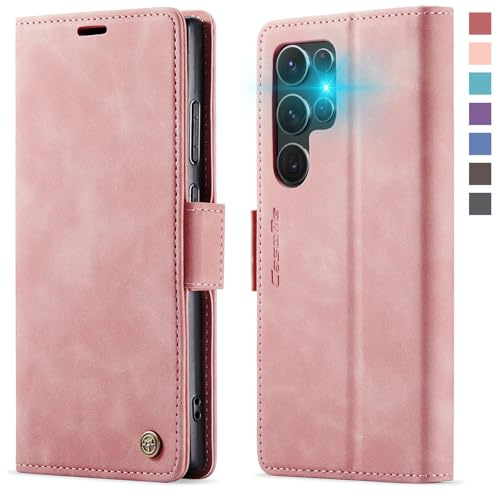 XYGLOW Handyhülle für Samsung Galaxy S23 Ultra 5G Hülle Premium PU Lederhülle Klapphülle【RFID Schutz】 Kartenfach Standfunktion Schutzhülle für Samsung S23 Ultra Flip Case Wallet Tasche Klappbar,Rosa