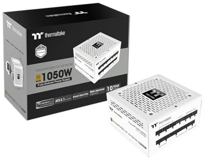 Thermaltake Toughpower GF A3 Snow Edition 1050W 80+ Gold Full Modular SLI/Crossfire Ready ATX 3.1 Power Supply; PCI-E 5.1 600W 12V-2x6 Connector Included; PS-TPD-1050FNFAGU-N; 10 Year Warranty
