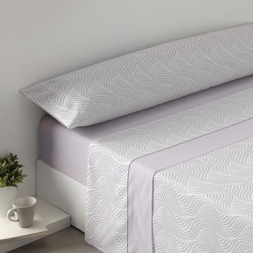 HOME MERCURY-Juego de Sábanas Térmicas Invierno,Ondas Maquillaje (Cama 150) | Extra Suave y Ajustables, Juego Polar, Pirineo de 3 Piezas Incluye Bajera Ajustable, Encimera y Funda Almohada.