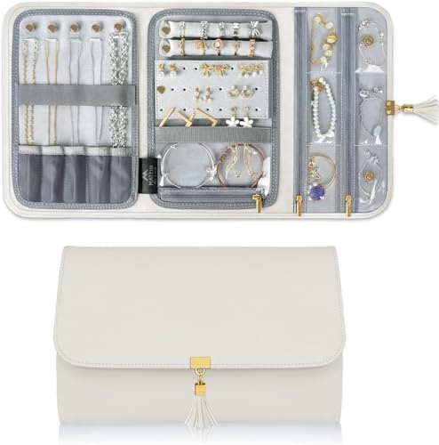 Lidxfeo Schmuck Jewelry Organizer Schmucktasche, Samt Schmuckrollen, Schmuckrollenaufbewahrung Reise, für Armbänder, Halsketten, Ohrringe und Mehr Schmuck, für Reisen, Urlaub usw