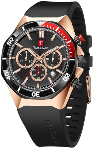 TEARTRACE Watches for Men Luxury Quartz Casual Chronograph 3ATM Waterproof Sport Wrist Watches Multifunctional with Silicone Strap Mens Watches