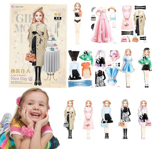 BUNIQ Magnet-Anziehspiele - Magnetische Prinzessinnen-Anziehpuppe aus Papier - Tragbare Prinzessin-Anziehpuppe aus Papier, leicht zu greifen, Geschenk für Kinder, Mädchen im von 4–7 Jahren