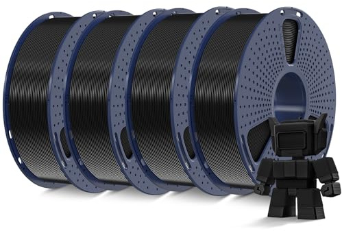 SUNLU 4KG High Speed PLA Filament 1.75mm, 30mm/s - 600mm/s Print Range, 3D Printer Filament 4kg, 1kg per Spool, Pack of 4, 4 Colors, Black*4