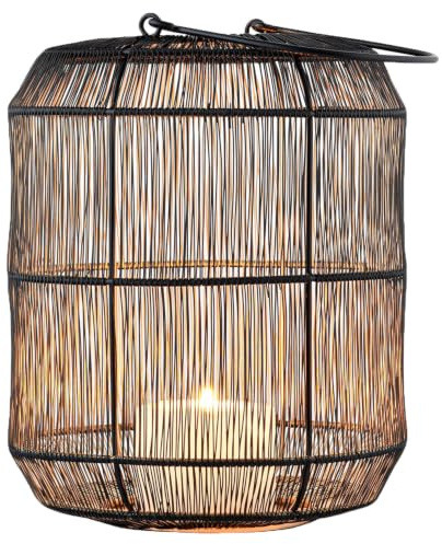 Marrakesch Boho dekoration aesthetic vindljus metalltråd 27 cm stor svart guld | lykta värmeljushållare Stello som trädgårdsdekoration och vardagsrumsbordsdekoration | utsökt ljushållare för värmeljus