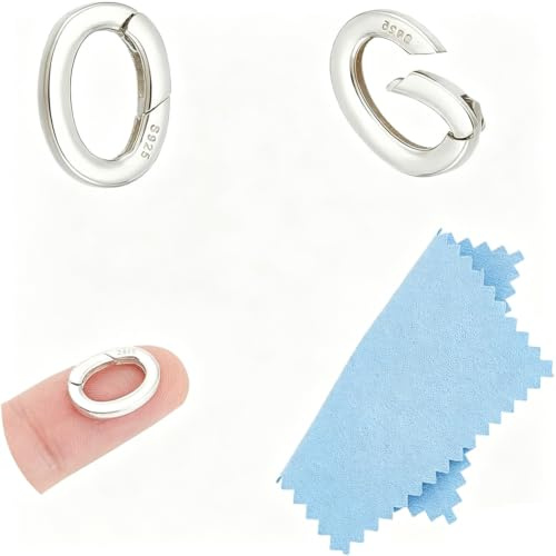 UNICRAFTALE 2 Stück 925 Sterlingsilber Plattierte Federtorringe Ovaler Federverschluss Metall Schlüsselanhänger Karabinerverschluss Verschlüsse 14mm Halskettenverstärker Verkürzungsverschluss
