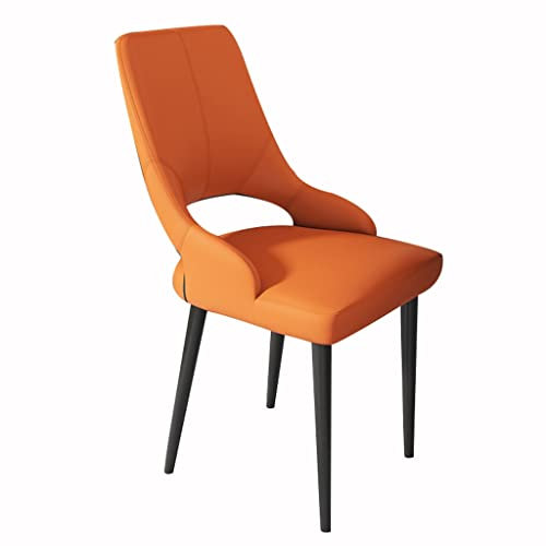 Widppsopt Esszimmerstuhl, Moderne Leder-Esszimmerstühle, Küche, Wohnzimmer, Lounge-Thekenstühle, stabile Metallbeine aus Karbonstahl (Farbe: Orange)
