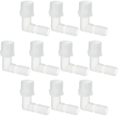PATIKIL Raccordo a Gomito a L per Tubo Barb da 1/2 G x 1/2, 10 Pz Connettore a Tubo Barbato in Plastica Giunto Flessibili Connettore Tubo Acquario per Gas Carburante Liquido Aria