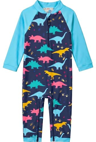 weVSwe Baby pojke baddräkt onepiece UPF 50+ långärmad pojke rash guard med stegdragkedja 0–3 år