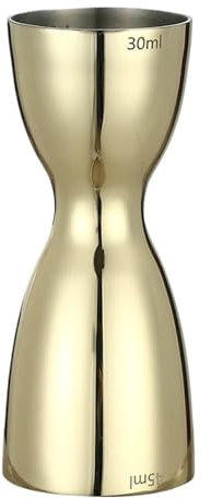 CHFYIJYHM Jigger de cóctel de 30ml y 45ml, Jigger medidor de Barra de Acero Inoxidable, for mixología de Barra casera(Gold Plated)