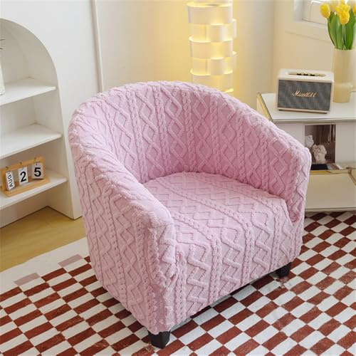 Hearda Jacquard Sesselschoner 1-Teilig Sesselbezug, Stretch Wärme Sesselüberwurf Weiches Modern Sesselhusse,für Wohnzimmer Clubsessel Esszimmer Büro Sessel Bezug (Rosa)