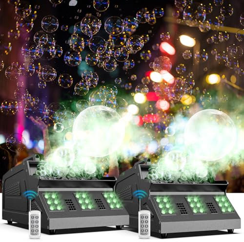 Macchina del fumo, 2 pezzi macchina del bolle, macchina del fumo, festa 1500 W con telecomando, controllo DMX, adatta per feste, compleanni, giardini, Halloween, Natale