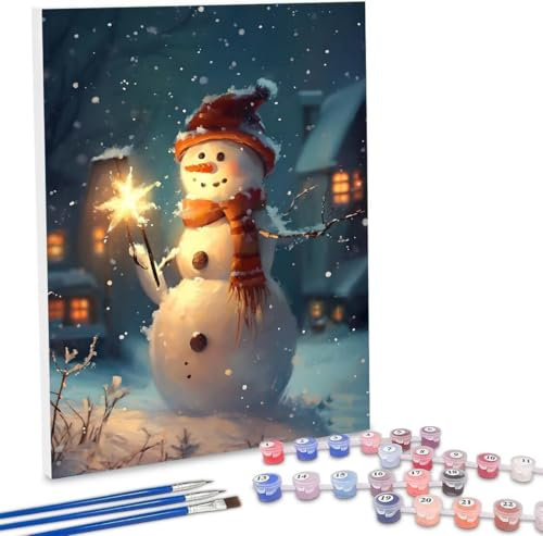 Paint by Numbers for Adults DIY Paint by Numbers Snowman for Beginners Painting by Numbers on Canvas DIY Acrylic Paints Set Paint by Numbers Kits for Adults Perfect for Gifts Decoration 28x36in G-889