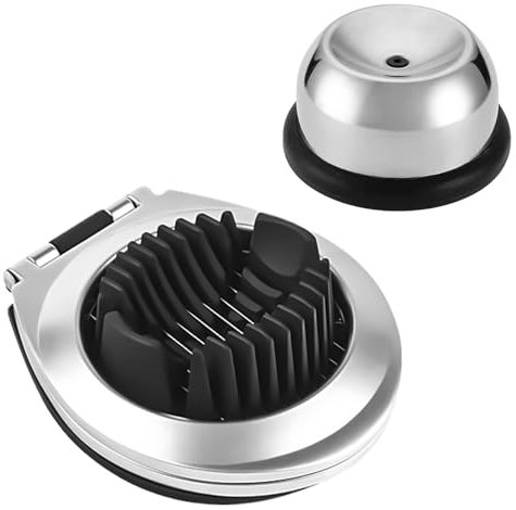 Tagliauova in Acciaio Inox, Multifunzione Affettatrice per Uova, Punch per Uova, Tagliauovo in Metallo 2 in 1 per Uova Sode, Prosciutto