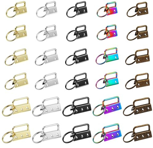 30 Stück Schlüsselanhänger Rohling Schlüsselband Wristlet Hardware 24 mm Klemmschließeanhänger mit Schlüsselring Klemmverschluss Anhänger für DIY Herstellung von Schlüsselbändern (5 Farben)