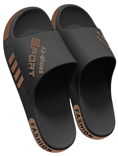 Gyios Ciabatte Uomo Cursori Unisex Non Slittamento Slittatore Rapido Slafo Per Doccia A Secco Sandali La Piscina Da Giardino Bagno Interno Ed Esterno-nero B-46-47