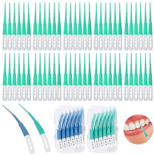 84 Stück Zahnzwischenraumbürsten,Zahnreinigung Zwischenräume,Wiederverwendbar,Tragbar,zur Reinigung Schwer Erreichbarer Zahnzwischenräume (Grün und Blau)