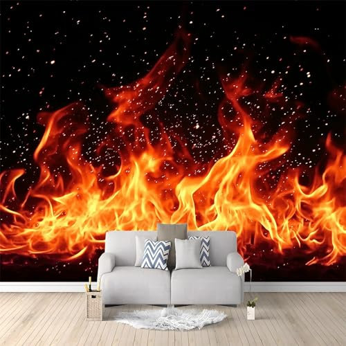 Murales Papel Pintado 3D Rojo Llama 350x256 cm Fotomurales Póster No Tejido, Decoración Pared Papel Pintado Mural para Salon, Dormitorio, Oficina