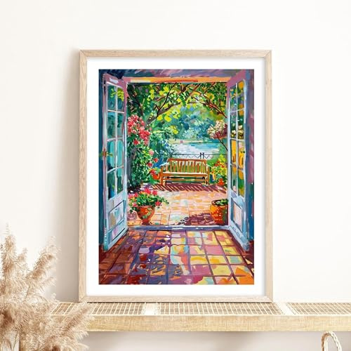 GKUVBF Classiques Henri Matisse Fenêtre ouverte Jardin Paysage Affiches et impressions Impression sur toile Art mural Image pour décoration de chambre 40x60 cm Sans cadre