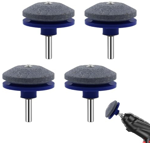 4 Pcs Lawnmower Blade Sharpener Heavy Duty Lawn Mower Blade Garden Tool Axe Sharpener Grinder Wheel Stone Rotary for Multiple Shear Blades Edgers Tool Most Power Drill Hand Drill