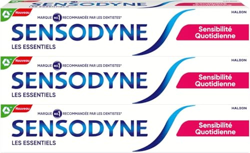SENSODYNE Dentifrice Sensibilité Quotidienne, Soin d'Hygiène Bucco-dentaire Contre la Sensibilité Dentaire, Tout en Un avec Protection 24/7 Cliniquement Prouvée, Lot de 3 x 75 ml