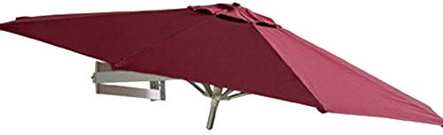 ZJFHEYUO Outdoor Round Wall Mounted Parasol, Patio Garden Balcony Yard Umbrella, Tilting Sunshade Wall Umbrella with Aluminium Frame, Wine Red-7.2ft/2.2m