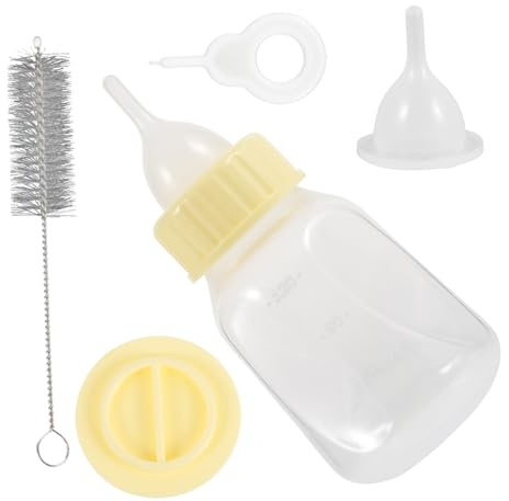 TOYANDONA Pet Nursing Bottle Kit 120ml Yellow Chew-resistant Puppy and Kitten Feeding Bottles with Silicone Nipple for Newborn Pets