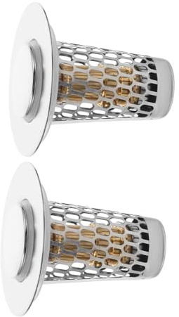 Veemoon Stainless Steel Sink Pop up Filter Stoppers with Water Sealing Function 2pcs with Hair Catcher Floor Drain Hair Strainers Prevent Water Spills for Bathroom and Office Wash Basins