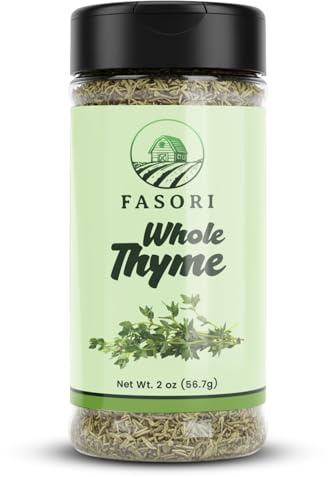 Fasori Thyme Leaves 2 oz (57 g) – Premium Dried Whole Thyme Herb, Aromatic Mediterranean Spice for Cooking, Roasts, Chicken & Vegetables