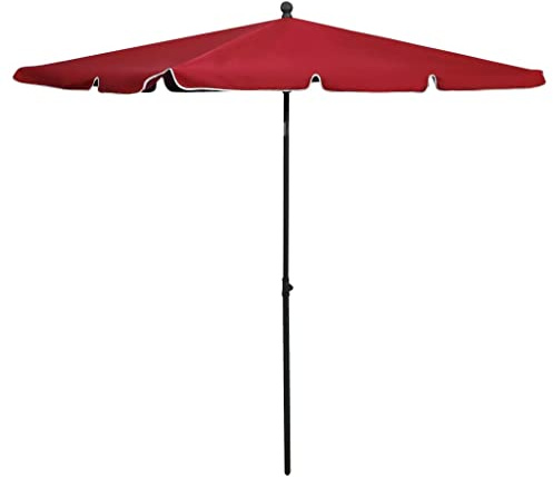 Parasol de terrasse, rectangulaire, inclinable, avec mât, 210 x 140 cm, rouge bordeaux, en tissu anti-UV, mât en acier de 32 mm, protection solaire robuste pour jardin et balcon