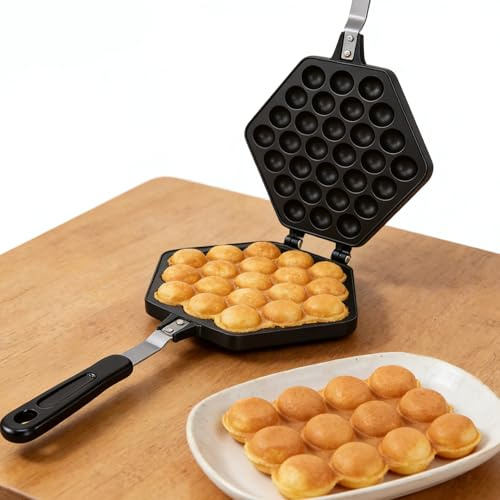 BAFOVY Macchina per Waffle a Temperatura Regolabile, Piastra per Waffle Elettrica Rotonda Antiaderente con Impugnatura Leggera e Fredda per Colazioni Veloci e Snack in Famiglia