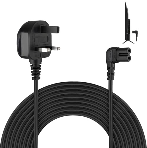 Figure 8 Power Lead Compatible with Samsung TV, C7 Power Cable, UK 3-Pin to 2-Pin 90 Degree Right Angle IEC Connector Mains Supply Cord with Fused Plug for Monitor Home Entertainment (3Meter)