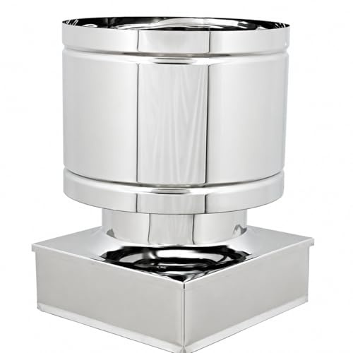 MAKA Comignolo a Botte Quadro, Terminale per Canna Fumaria Camino Stufa a Legna Pellet e Gas, Cappello Antipioggia Aspirafumo Base Quadra (270x270 mm - Zincato)