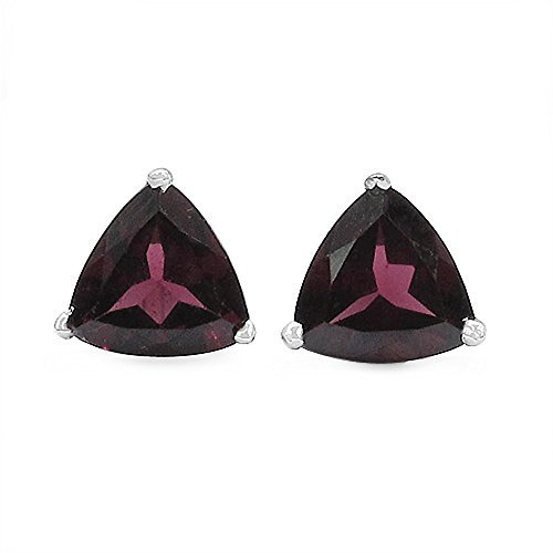 Schmuck-Schmidt-Ohrringe/Ohrstecker Trillion (Dreiecke)-Rhodolith-925Silber-Rhodiniert-2,20Karat