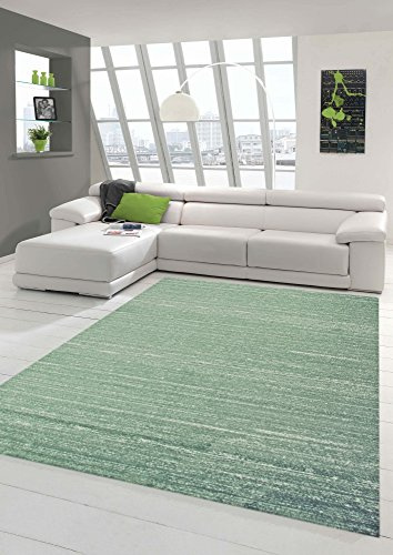 Designer och modern matta, vardagsrumsmatta, kort lugg, enfärgad design i grön, storlek 120 x 170 cm