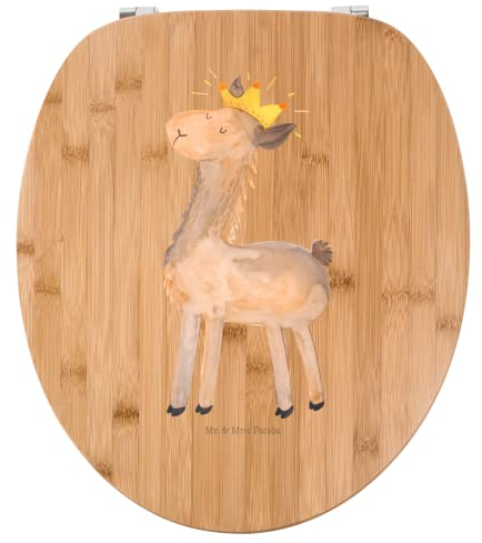 Mr. & Mrs. Panda Motiv WC Sitz Lama König - Geschenk, Abitur, Klobrille, Freundin, WC-Sitz, Alpaka, Toilette, Klodeckel, Toilettendeckel