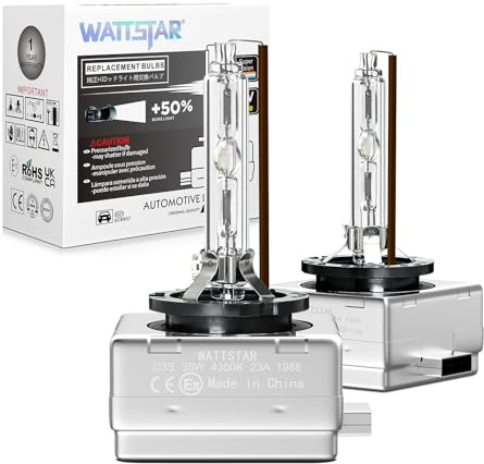 Lampadine per fari allo xeno Wattstar Auto HID D3S, 35W 4300K 12V colore di fabbrica Sostituzione OEM per lampadine alogene per fari esterni (confezione da 2) ...