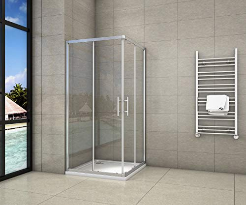 Cabine de douche 80x80x195cm en 6mm verre anticalcaire porte de douche coulissante l'ccès d'angle