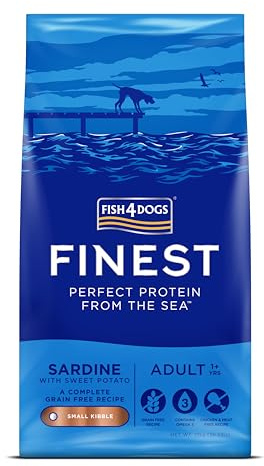 Fish4Dogs Finest Adult Sardine with Sweet Potato | Natural, Hypoallergenic Dog Food | Great for Shiny Coats | Rich in Omega 3, 6 and 9 (Small Kibble - 12kg)