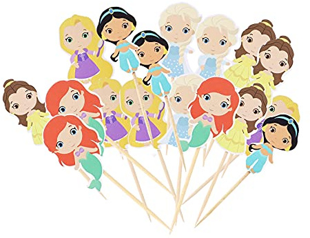 Confetti! Princess Cupcake Toppers Birthday Cake Decorations Party Supplies Decor, 20 counts