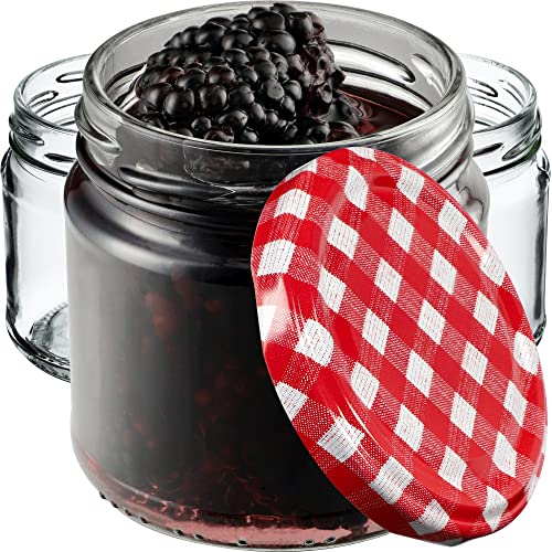 KADAX Lot de 100 bocaux 200 ml avec couvercles à vis Ø 66 mm – bocaux à dessert à parois épaisses, hermétiques, lavables au lave-vaisselle, idéaux pour les confitures et conserves